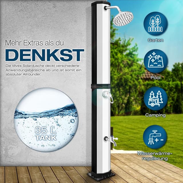 Detalle 2 de tillvex Solardusche 35 L inklusive Schutzhaube