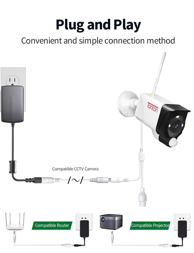 Detalle de TONTON DC-Verlängerungskabel (2,1 mm x 5,5 mm) – 5 m, 22AWG, für LED-Streifen & Netzteile von Überwachungskameras