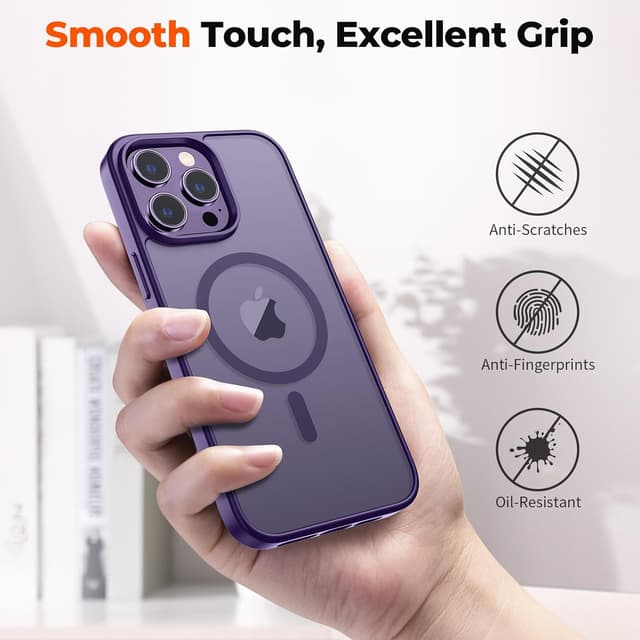 Detalle de zapica Magnetic Case for iPhone 14 Pro (MagSafe Compatible) — Dark Purple Translucent Matte Protection
