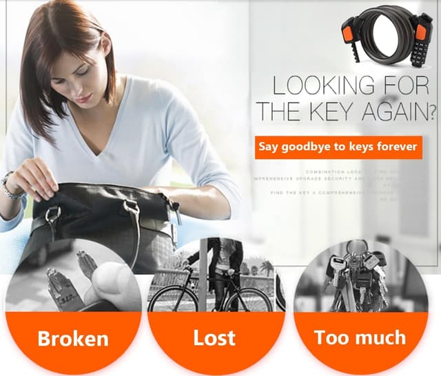 Detalle de 2 Pack Bike Cable Lock, 120cm high security