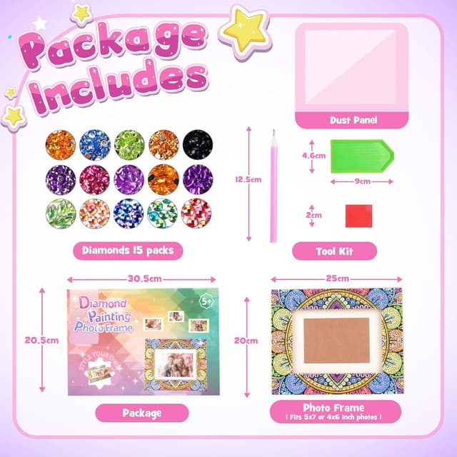 Thumbnail 5 de Arts and Crafts Kit Diamond Art Frame for Ages 6–12 🎨