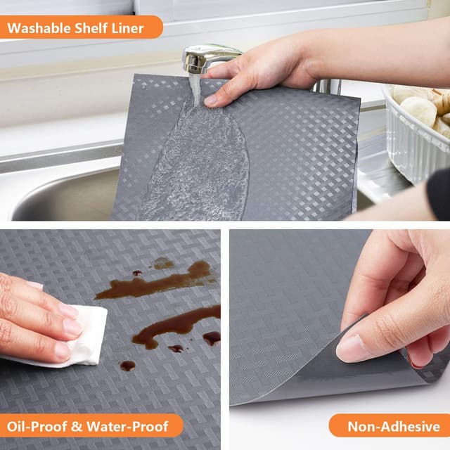 Detalle 2 de StaHom Shelf Liners for Kitchen Cabinets (Waterproof, Oil-Proof) Gray EVA Non-Adhesive