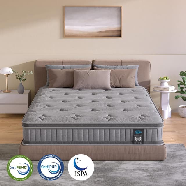 Detalle 2 de TeQsli Gel Taschenfederkernmatratze 90x200 cm H3 mittelfest (25 cm) – 9-Zonen mit Gel-Memory-Schaum