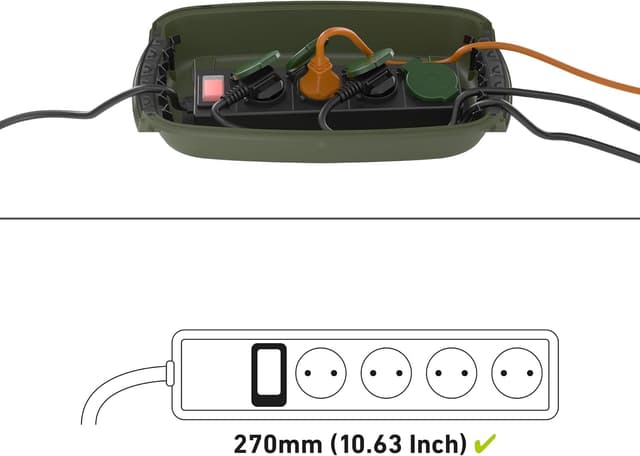 Detalle 2 de Boîtier étanche pour multiprise D-Line IP54 (cotes internes 290 × 125 × 110 mm) – couleur vert