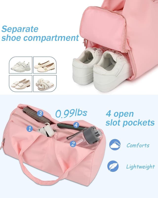 Detalle 2 de BlesMaller Sporttasche für Damen als Handgepäck mit Schuhfach & Nassfach (48 x 20 x 27 cm)