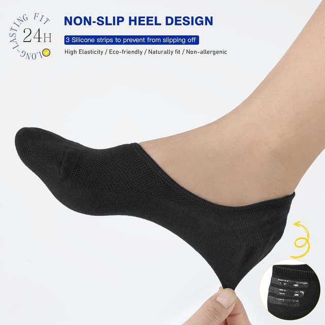 Detalle 2 de CLOSEMATE Chaussettes invisibles homme/femme 6 paires (39-42 / 43-46) en coton élastique antidérapantes