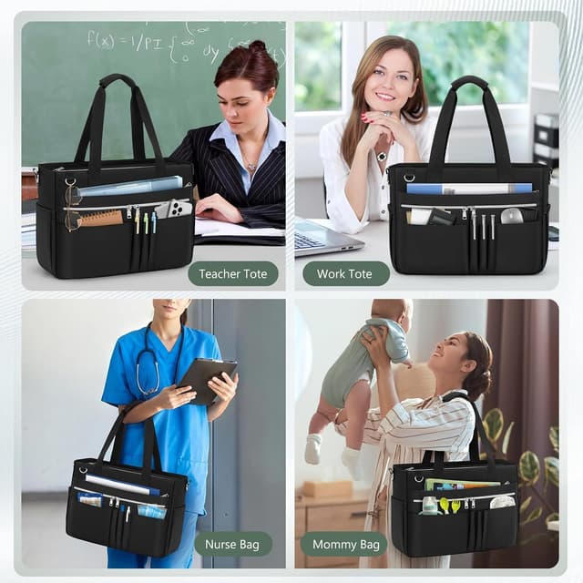 Thumbnail 6 de RAINSMORE Lehrertasche Damen für 15,6-Zoll Laptops – wasserabweisende Nylon-Laptoptasche mit isolierten Fächern