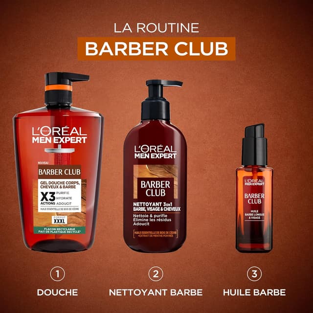 Detalle 1 de L’Oréal Men Expert Barber Club Gel doccia 3 in 1 1L