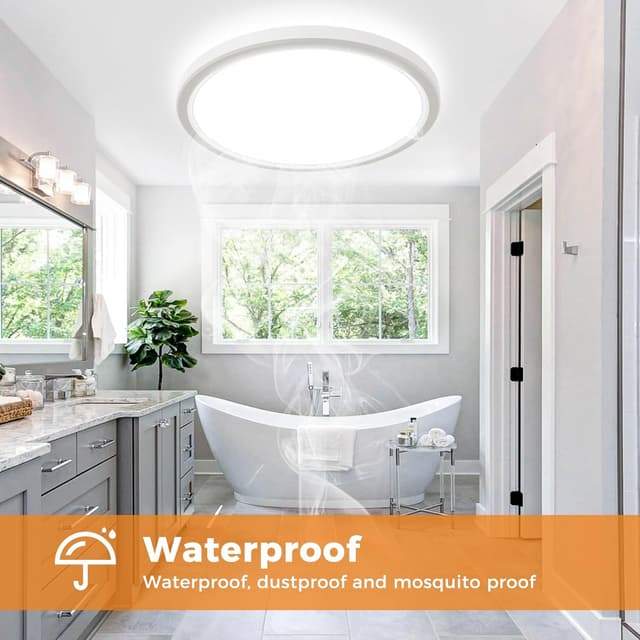 Detalle de slochi Deckenlampe LED 39 cm (36 W, 4.200 lm) mit 3 Farbtemperaturen & IP44 für Bad & Küche