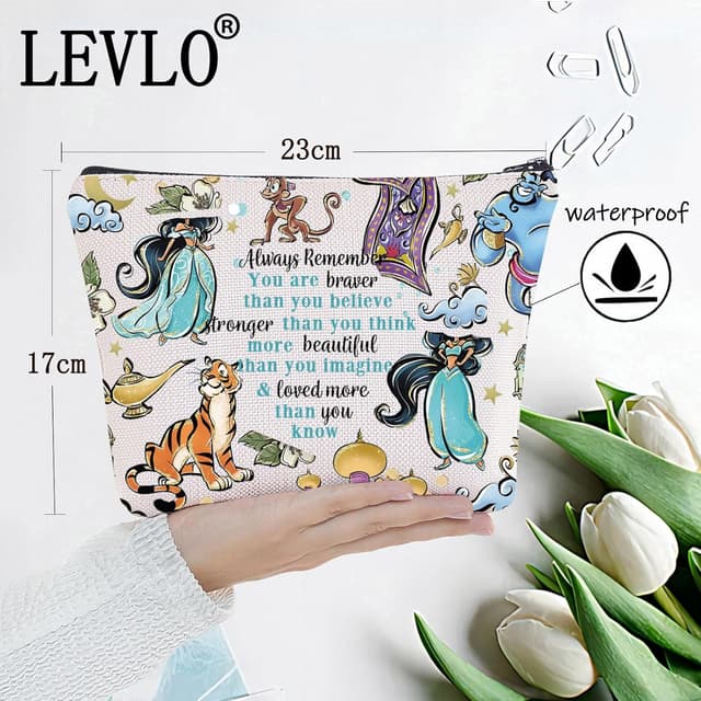 Detalle 2 de LEVLO Princess Arab cosmetic make up bag (zipper pouch) for movie fans