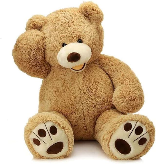 Detalle de MorisMos Smiling Giant Teddy Bear (39 inch) – Light Brown Plush Big-Size Stuffed Animal