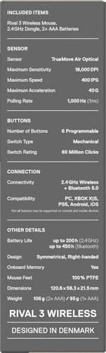 Thumbnail 14 de SteelSeries Rival 3 Wireless Gen 2 ratón gaming 18.000 dpi