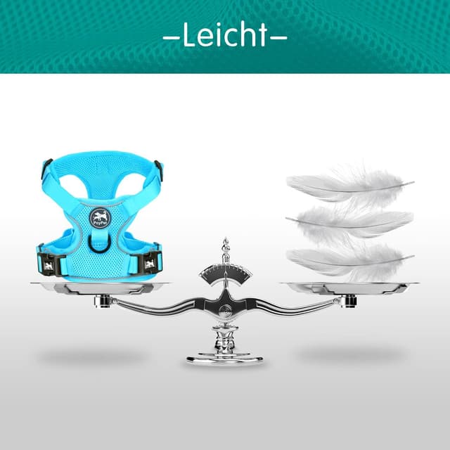 Detalle de PoyPet reflektierendes Mesh-Hundegeschirr mit doppelter Polsterung (blau, Größe L)