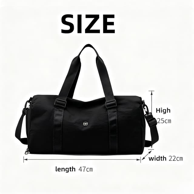 Detalle de ROSSRORE 3-in-1 Gym Bag & Maternity Hospital Bag (Large Capacity Weekender) – Black