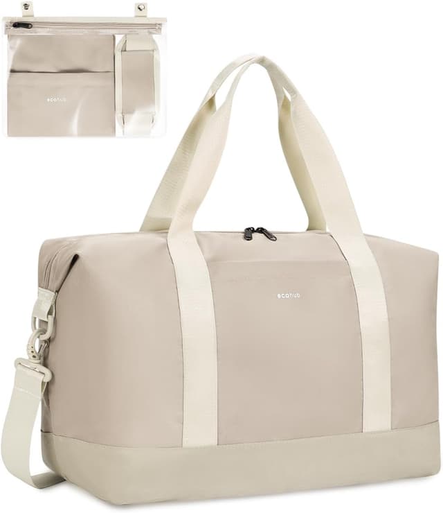 Detalle de ECOHUB Bagaglio a Mano Easyjet 45x36x20, borsa pieghevole 30L con tasca impermeabile (Beige)