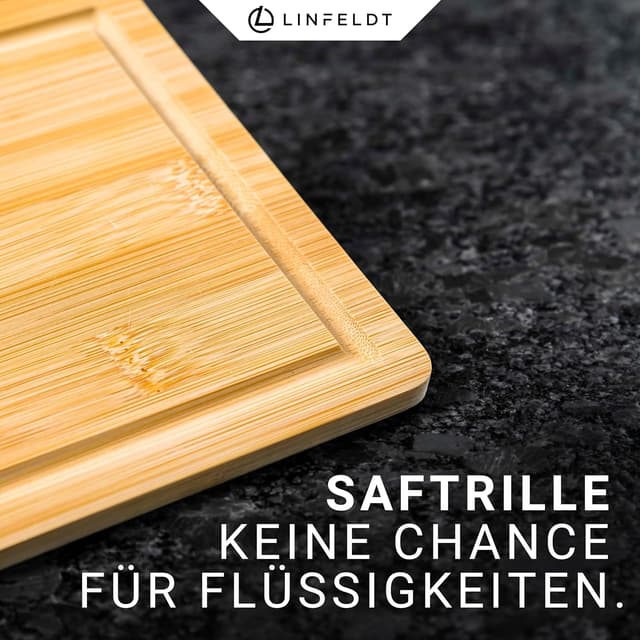Detalle de LINFELDT 6er-Set Bambus-Frühstücksbrettchen mit Saftrille (27 x 16 x 1 cm)