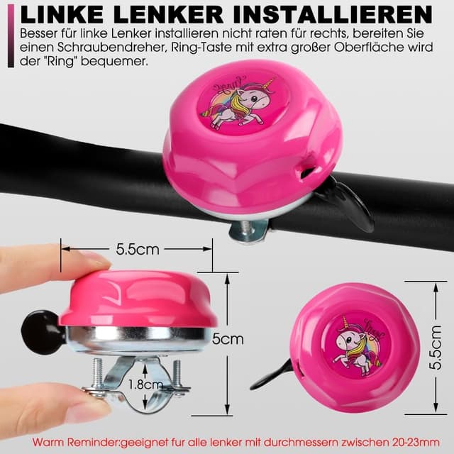 Detalle de Kinder-Fahrradklingel 120 dB – Mini-Glocke für Kinderfahrrad, Laufrad, Roller & mehr