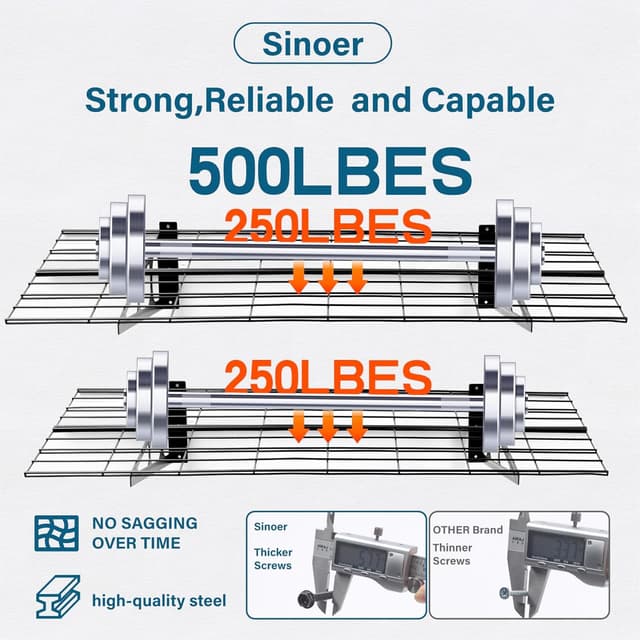 Detalle de 2 Mensole da Garage con Ganci (2 pezzi) 61 x 121,9 cm in metallo