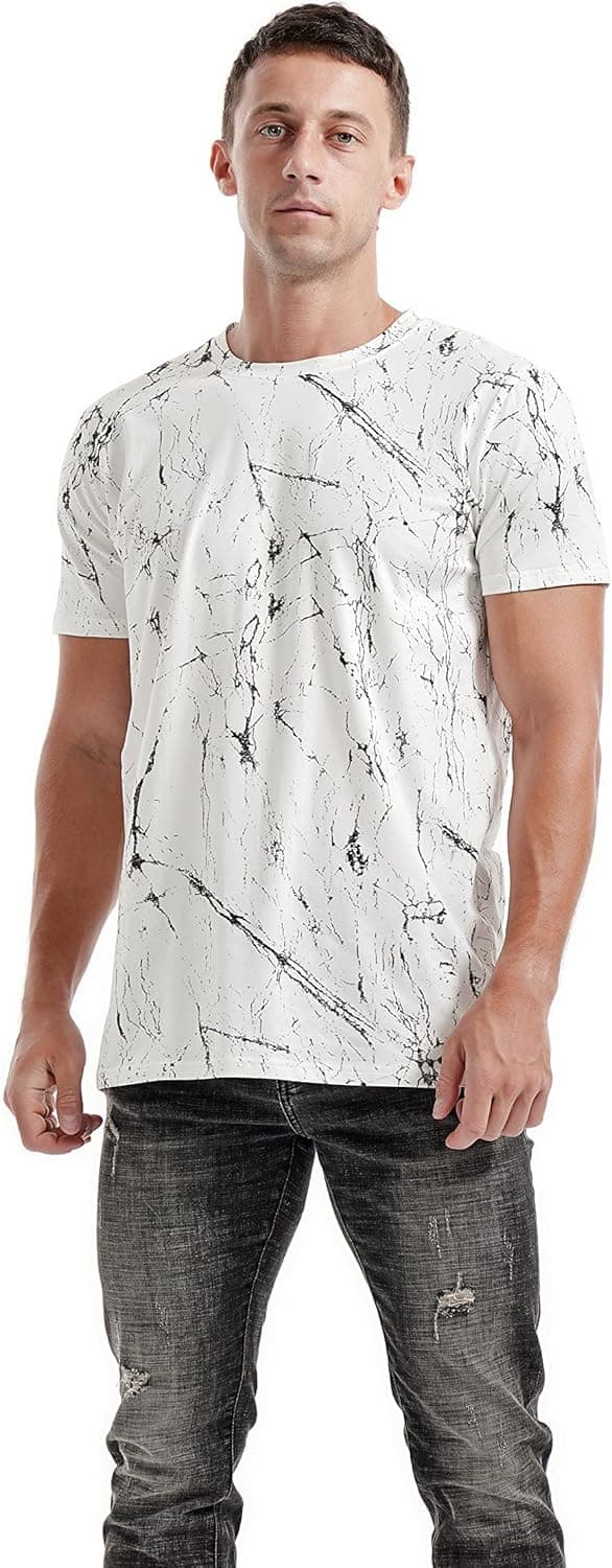 Detalle de RONOMO Herren T-Shirt aus 95% Baumwolle & 5% Spandex (Mikroelastik), hautfreundlich – mit Graffiti-Kunstdruck