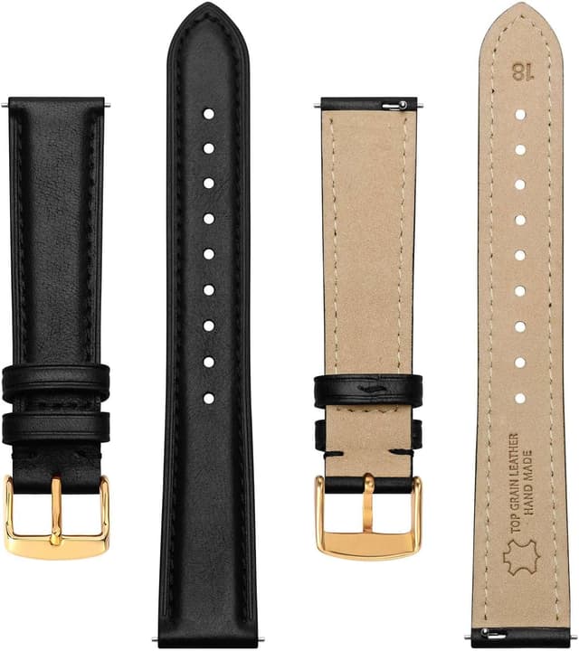 Detalle de Elegantes BISONSTRAP Leder-Uhrenarmband mit Schnellverschluss für 12–20 mm Bandanstoßbreite