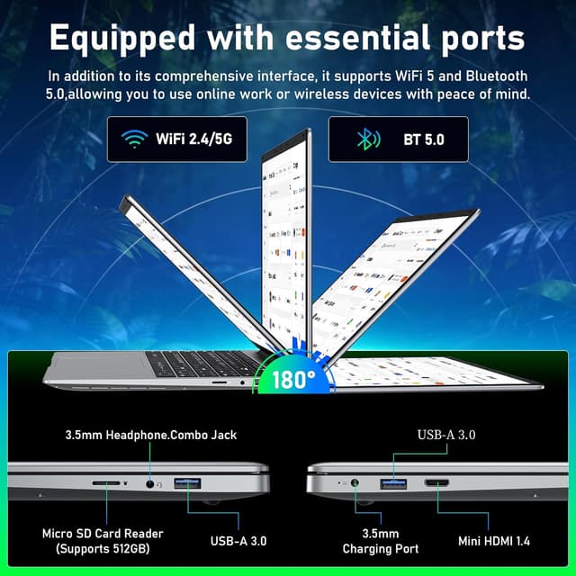 Thumbnail 3 de Brhona 15,6 pouces Ordinateur Portable Win11 Pro