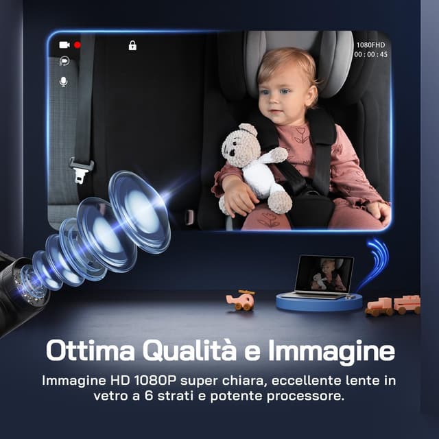 Detalle de WOLFANG WB01 5" Baby Car Camera 1080P