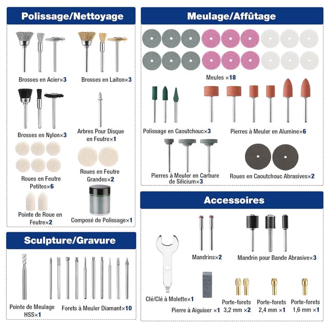 Thumbnail 2 de WORKPRO Coffret 476 accessoires pour outil rotatif
