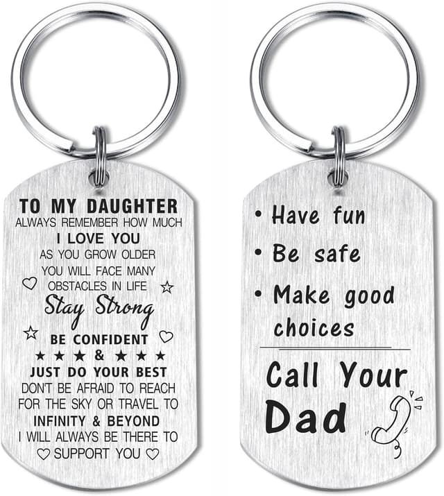 Detalle de DEGASKEN personalised daughter keychain from Dad – stainless steel double-sided engraved gift for Mothers Day, graduation & birthdays