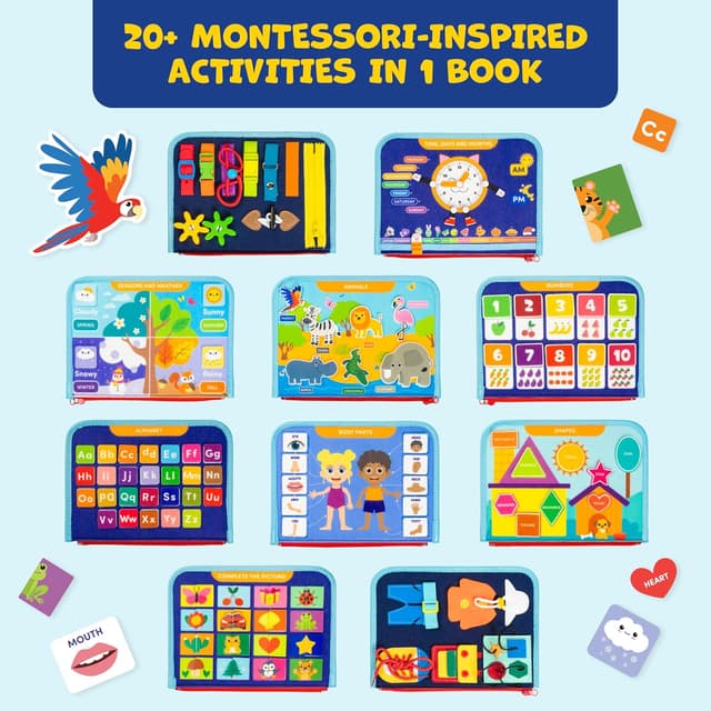 Detalle de Clever Fox Play Busy Book for Toddlers (Ages 1–3) Montessori Felt Activity Board