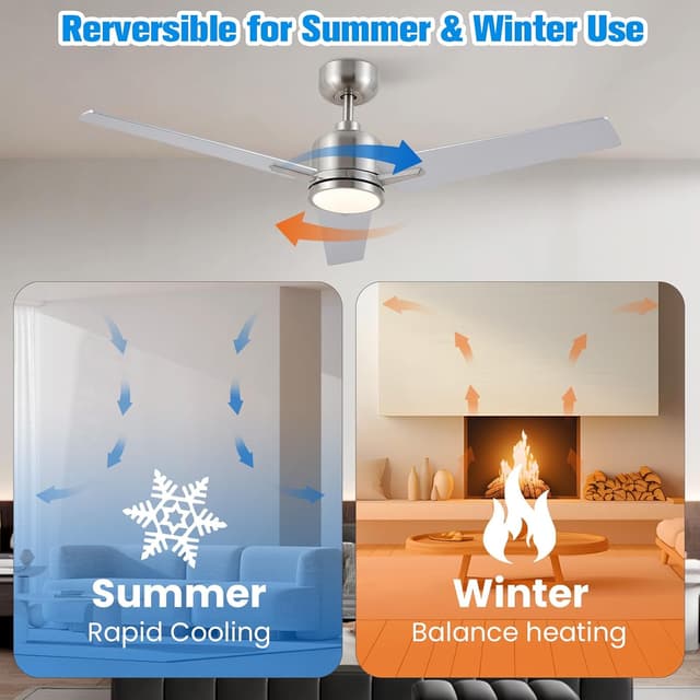 Thumbnail 6 de Newday Deckenventilator Holz & Silber 122 cm mit Beleuchtung, dimmbar & Fernbedienung