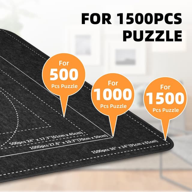 Detalle de MOZOOSON Puzzlebrett für bis zu 1.500 Teile – faltbare Puzzlematte mit 8 Sortierfächern