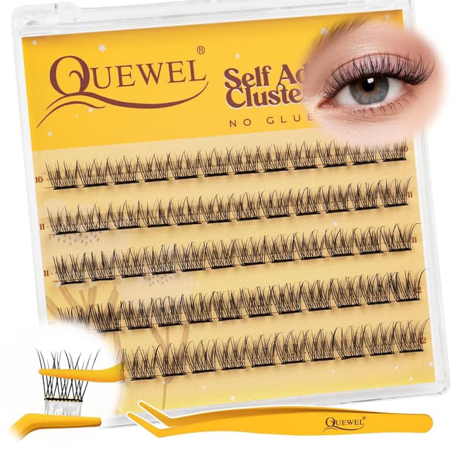Detalle de QUEWEL Selbstklebende Wimpern Cluster 60 Stk. (10–16 mm) – ohne Kleber, wiederverwendbar