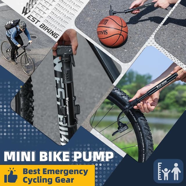 Thumbnail 6 de West Biking Bicycle Pump Mini Bike Pump (Aluminium Alloy) for Presta & Schrader