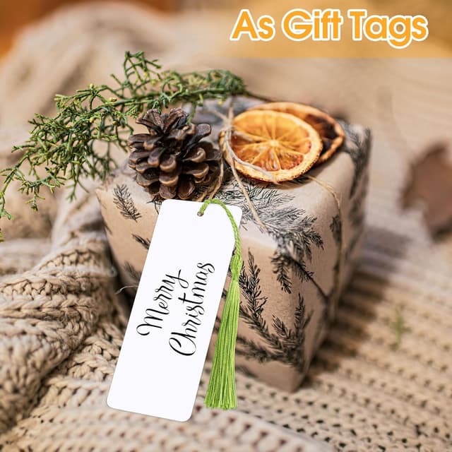 Detalle de Blanko Lesezeichen-Set mit Loch (60 Papier-Lesezeichen, 14 x 5 cm) inkl. Quasten