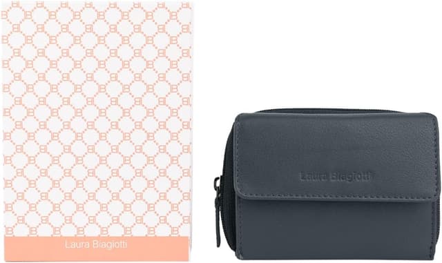 Detalle de Portefeuille femme Laura Biagiotti en cuir véritable – intérieur multicolore, spacieux avec boîte cadeau