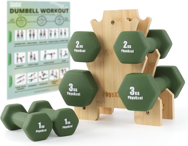 Detalle de PhysKcal Kurzhantel-Set mit Aufbewahrungsständer für Heimtraining