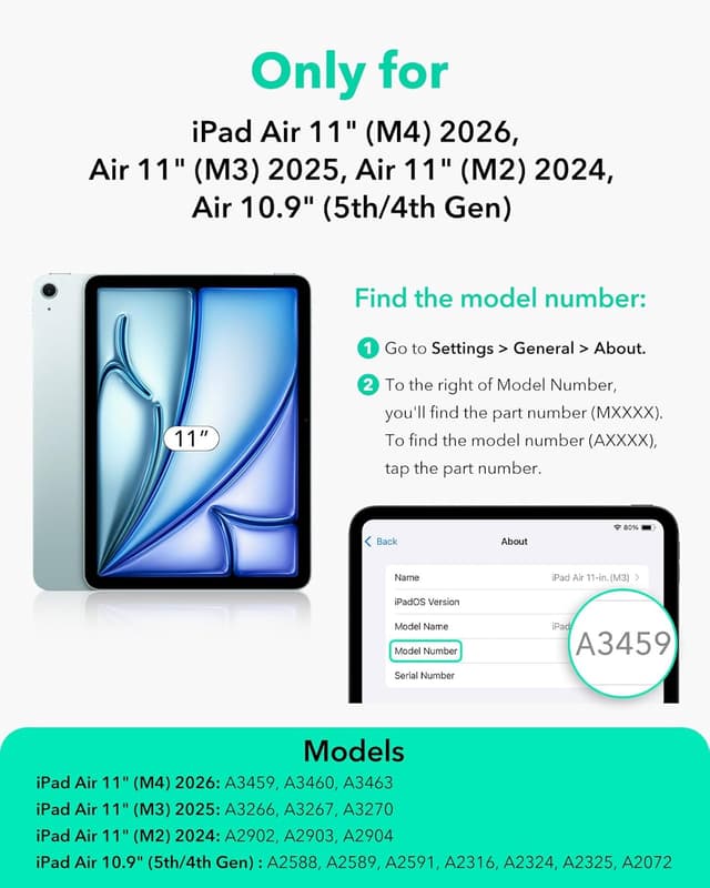 Detalle 2 de ESR Coque iPad Air 11" (M4/M3/M2) & 10,9" (5e/4e) avec support vertical et porte-stylet – Série Flip, violette