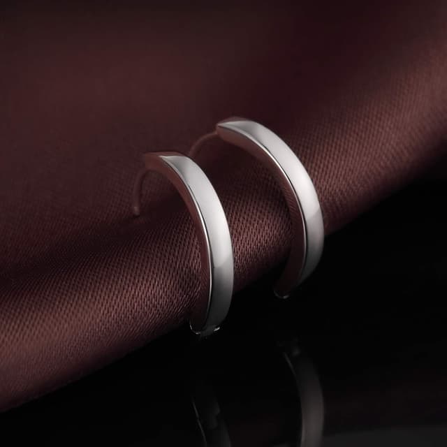 Detalle de jiamiaoi Weißgold-plattierte Creolen aus 925 Sterling Silber (nickelfrei) – große Damen-Ohrringe in 30/40/50 mm