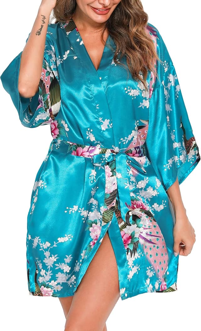 Thumbnail 6 de Kimono satin court Vlazom pour femme (mariage, EVJF, nuisette) en polyester