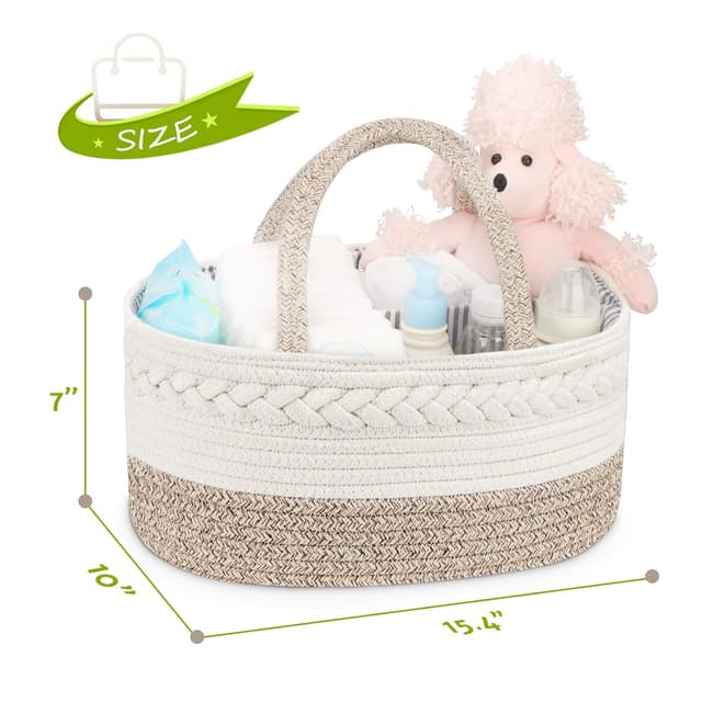 Detalle 2 de Maliton Baby Windel Caddy Organizer mit herausnehmbaren Fächern, 38 x 26 x 18 cm – braun
