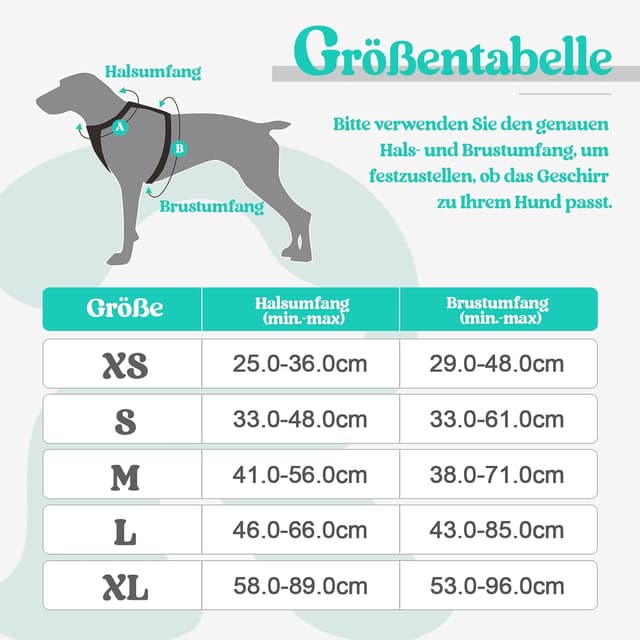 Detalle 2 de rabbitgoo Hundegeschirr Größe XL mit Anti-Zug & Schnellverschlüssen – verstellbar, atmungsaktiv und mit Reflexstreifen (schwarz & grün)