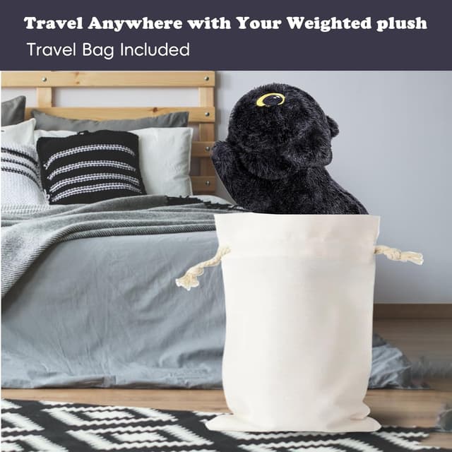 Detalle 2 de RLOMUTE Black Cat Weighted Plush Toy (Microwaveable) – 19.6in/50cm 4.4lb soft hug pillow