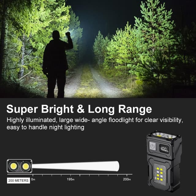 Detalle 2 de flintronic Lampe de poche rechargeable USB C mini LED ultra puissante à 7 modes, étanche IP45