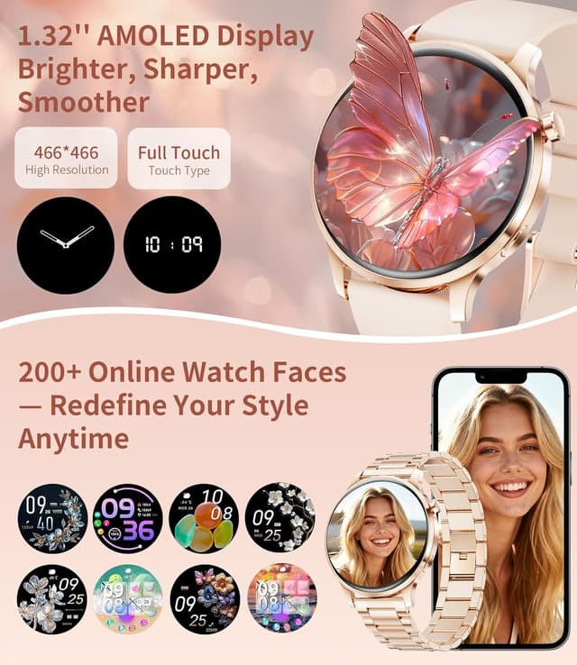 Detalle de SUNKTA Women's Smart Watch 1.32" AMOLED