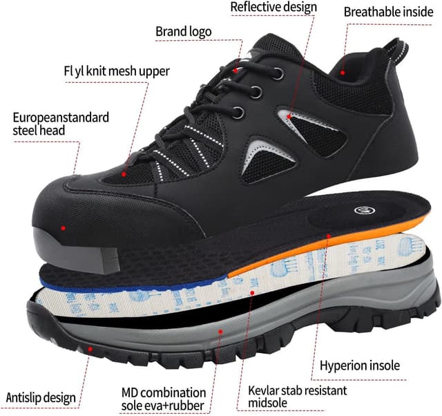 Detalle 2 de Scarpe antinfortunistiche unisex con punta in acciaio e suola antiscivolo