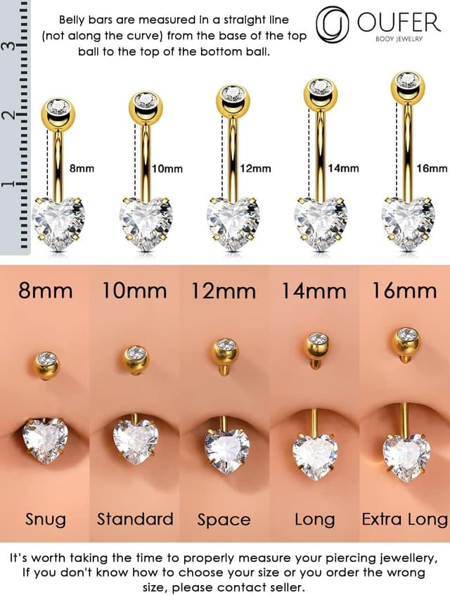 Thumbnail 1 de OUFER Piercing Nombril Titane Boules Cœur 1,6 mm
