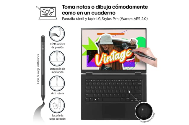 Detalle 2 de LG gram 14T90S i7, 16 GB, 512 GB SSD