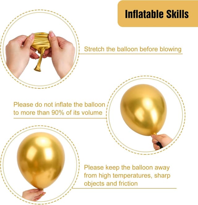 Detalle 2 de RUBFAC 154-Piece Metallic Gold Balloon Arch Kit (18, 12, 10, and 5 inch)