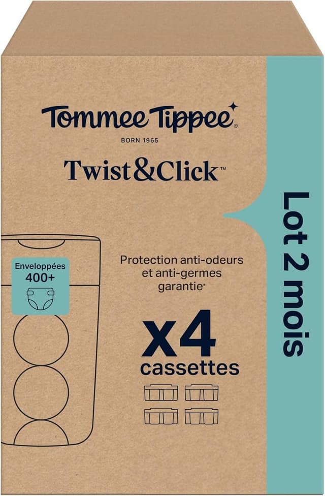 Detalle de Tommee Tippee Cassettes de recharge originales Twist & Click Advanced – lot exclusif 4 x 10,5 m