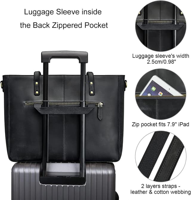 Detalle de S-ZONE Donna Borsa a Tracolla in Vera Pelle Crazy Horse vintage con scomparto per PC 15,6”